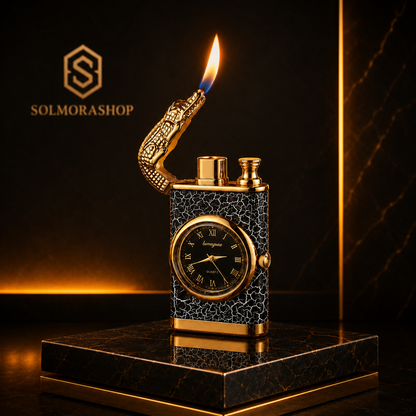 Nachfüllbare Gas Feuerzeug mit Uhr | Luxus Design |