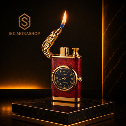 Nachfüllbare Gas Feuerzeug mit Uhr | Luxus Design |