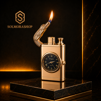 Nachfüllbare Gas Feuerzeug mit Uhr | Luxus Design |