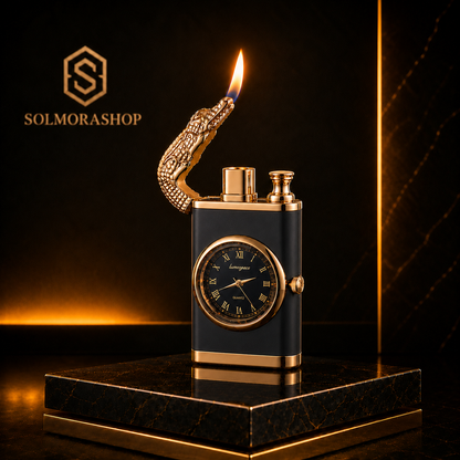 Nachfüllbare Gas Feuerzeug mit Uhr | Luxus Design |