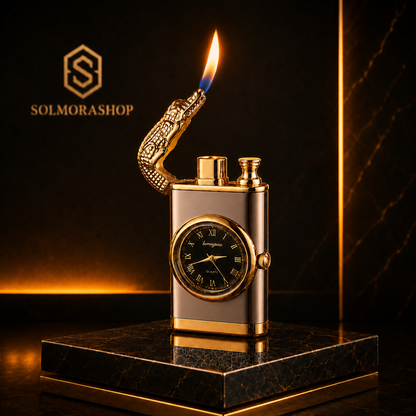 Nachfüllbare Gas Feuerzeug mit Uhr | Luxus Design |