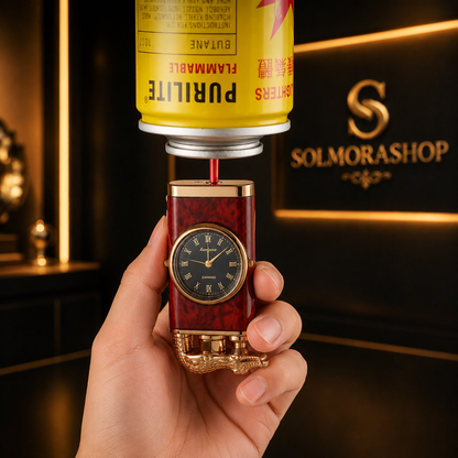Nachfüllbare Gas Feuerzeug mit Uhr | Luxus Design |