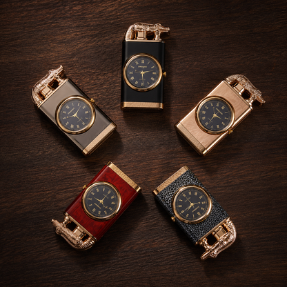 Nachfüllbare Gas Feuerzeug mit Uhr | Luxus Design |