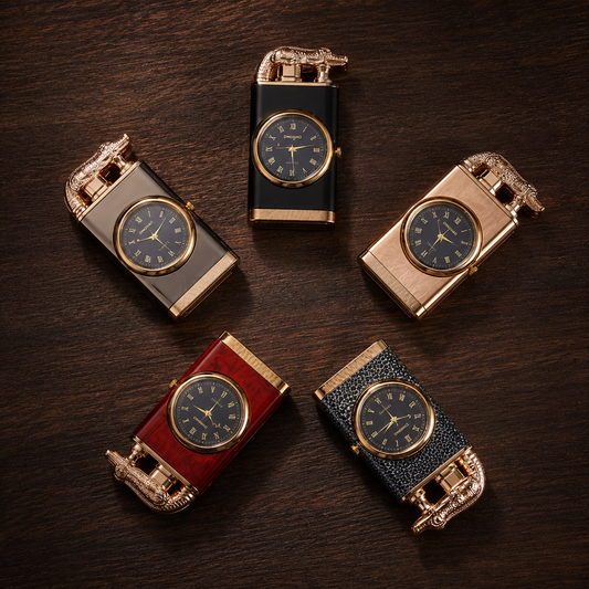 Nachfüllbare Gas Feuerzeug mit Uhr | Luxus Design |